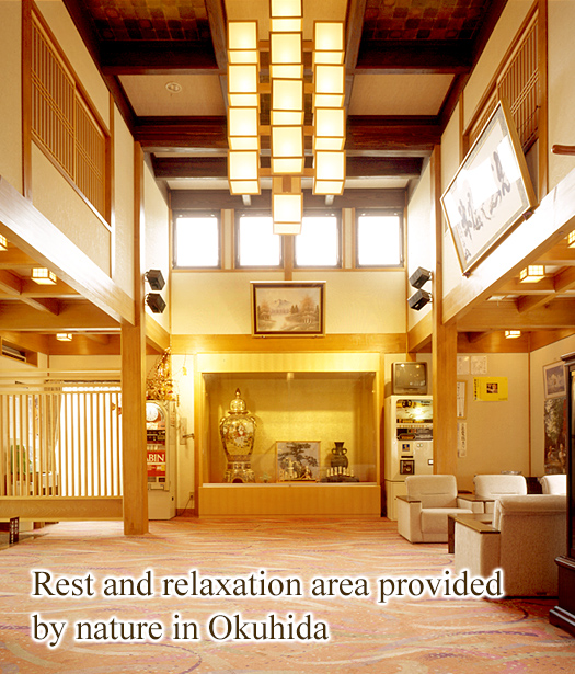 Rest and relaxation area provided by nature in Okuhida